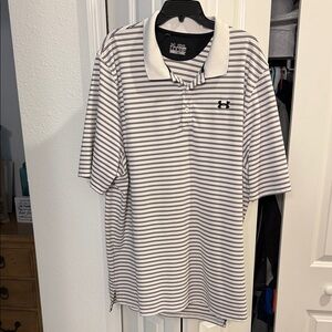 Under Armour Men's Polo Shirt - Black and White Stripes